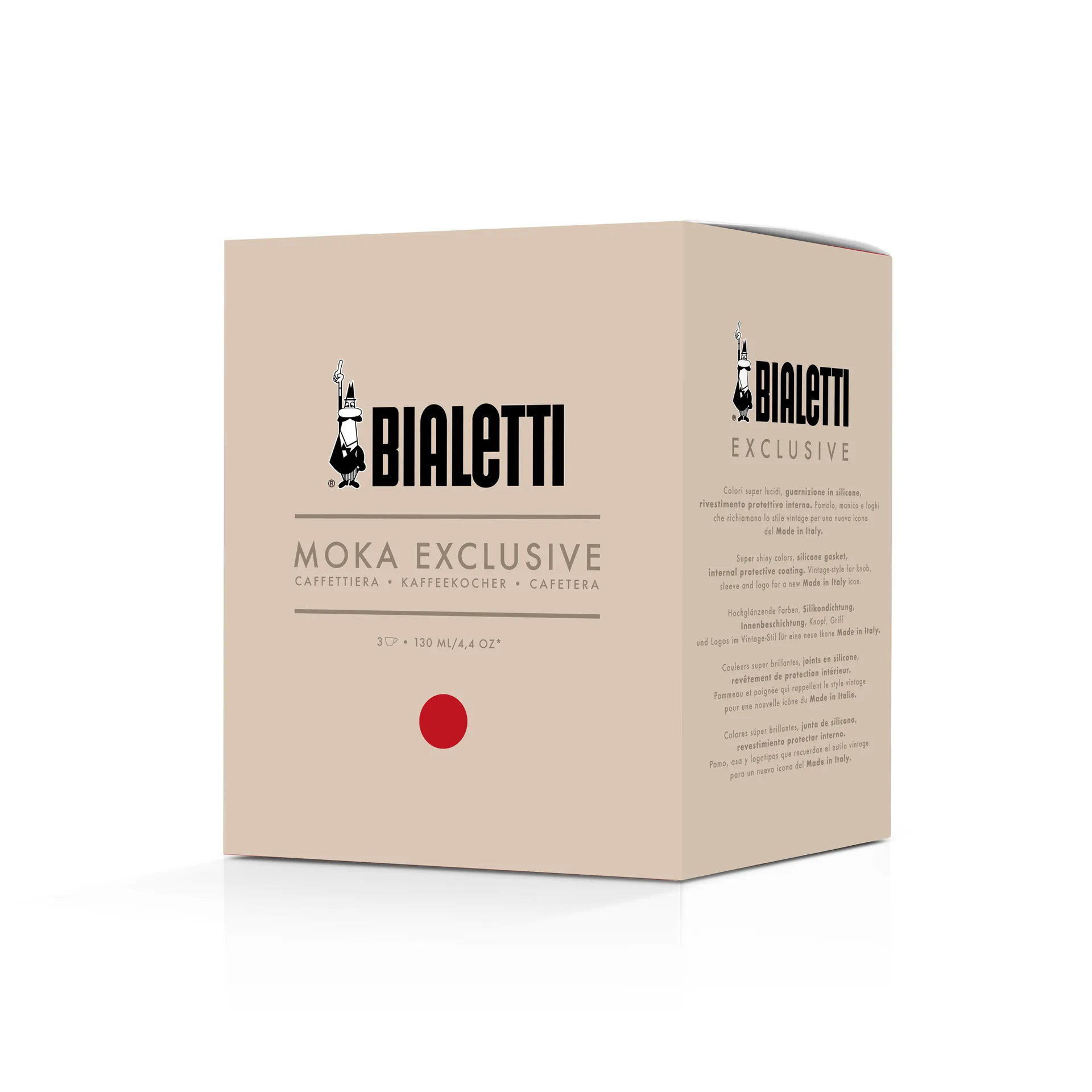 Bialetti eksklusiv mokkakanne, Rød, 3 kopper Bialetti