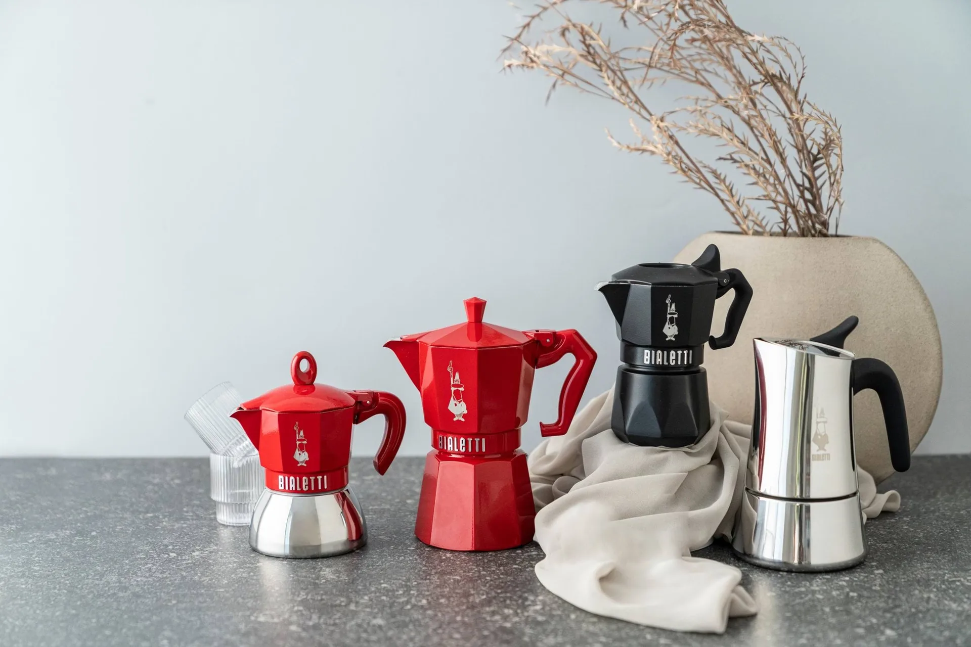 Bialetti eksklusiv mokkakanne, Rød, 3 kopper Bialetti