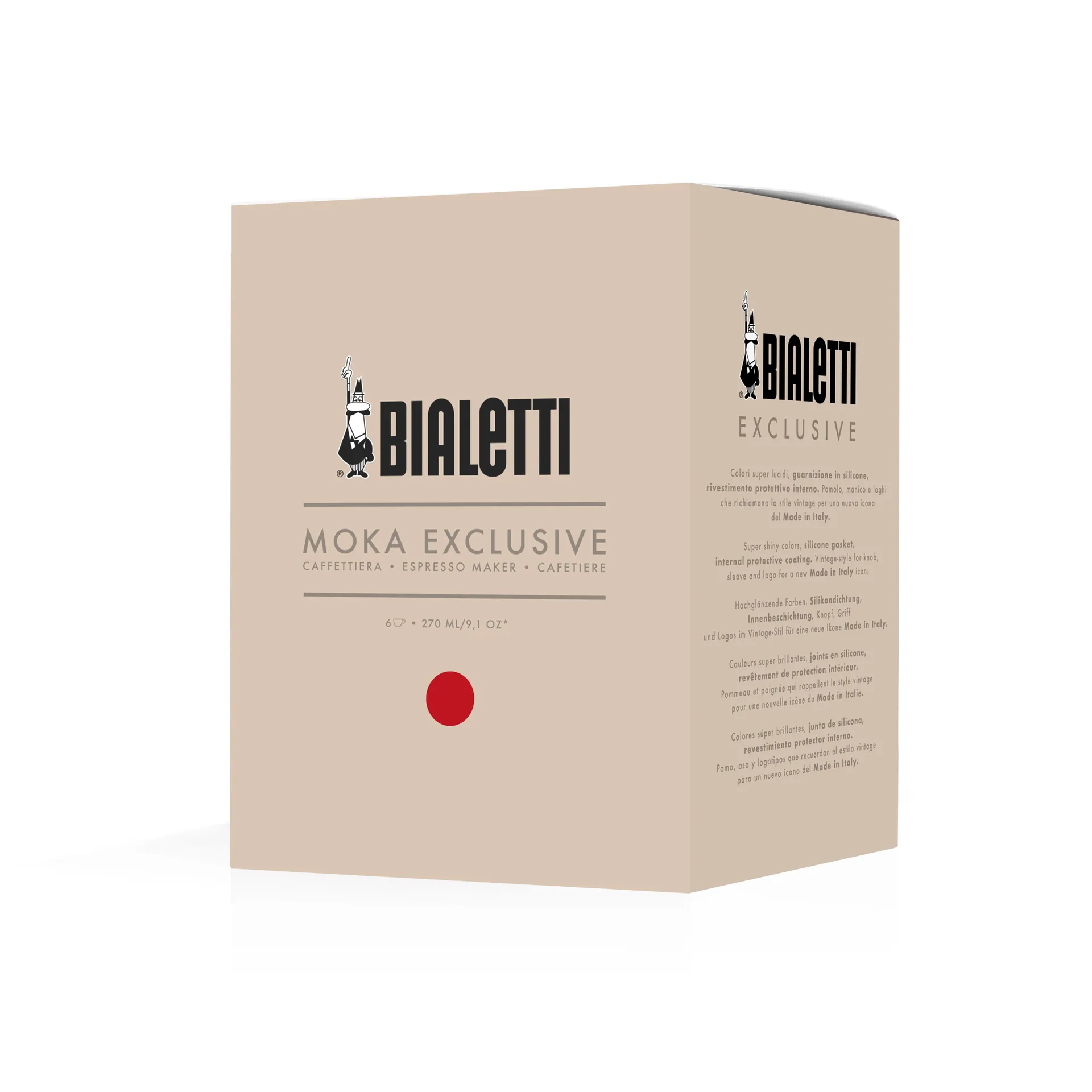 Bialetti eksklusiv mokkakanne, Rød, 6 kopper Bialetti