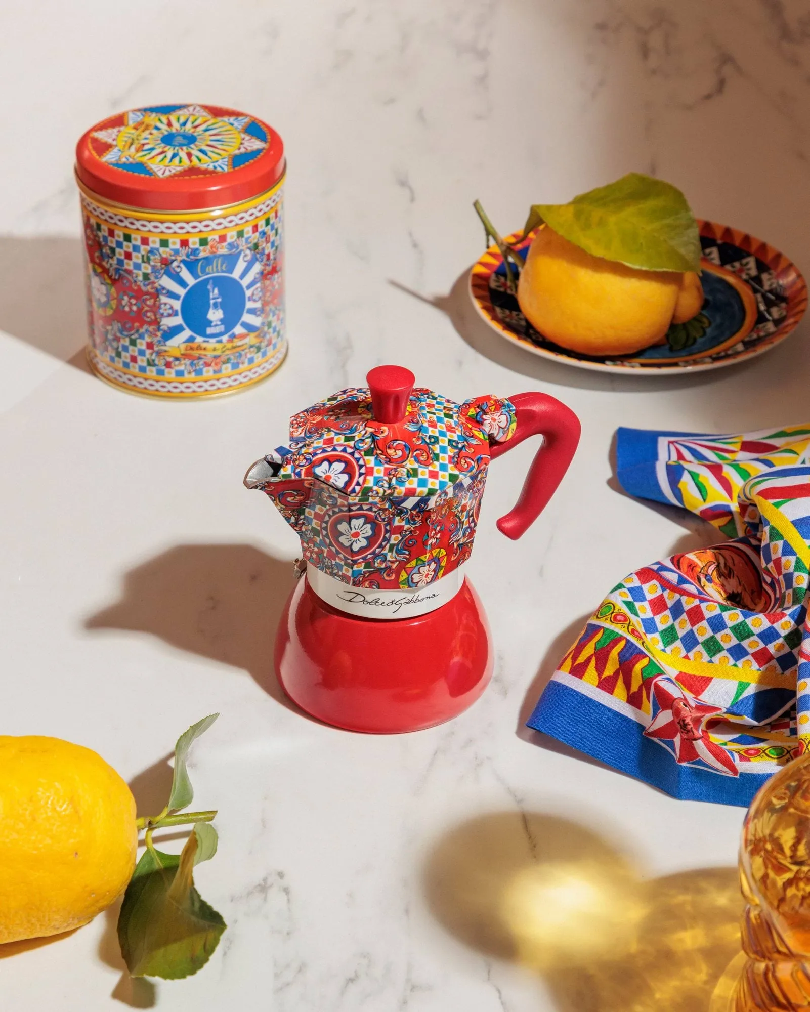 Bialetti x Dolce & Gabbana mokkakanne induksjon, Sicilian cart, 4 kopper Bialetti