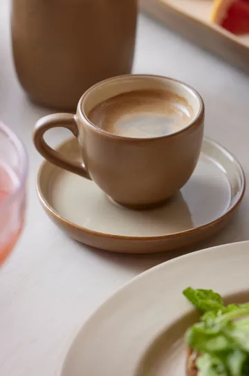 Bitz espressokopp med fat 7 cl matt - Wood-sand - Bitz