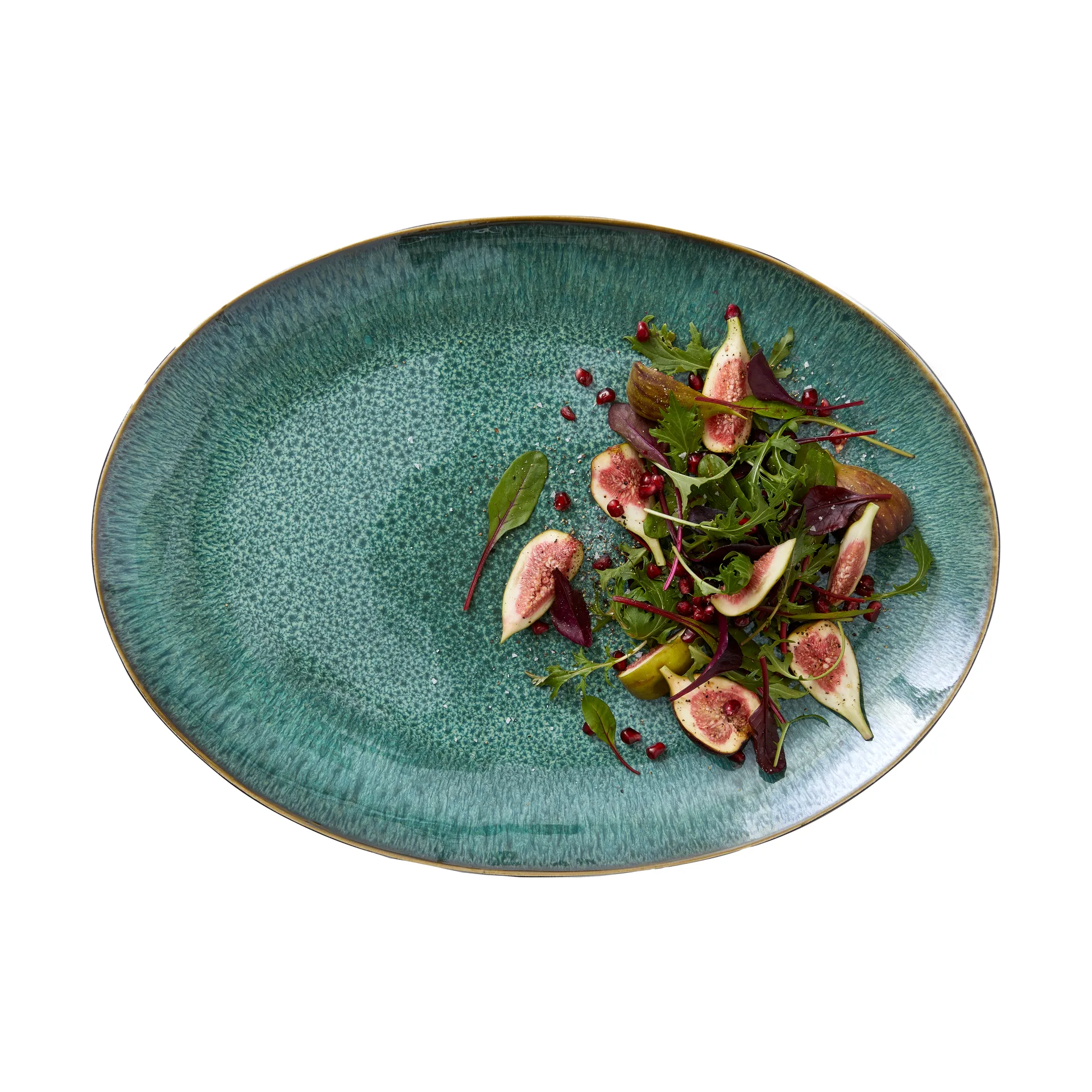 Bitz oval fat 45x34 cm, Svart-grønn Bitz