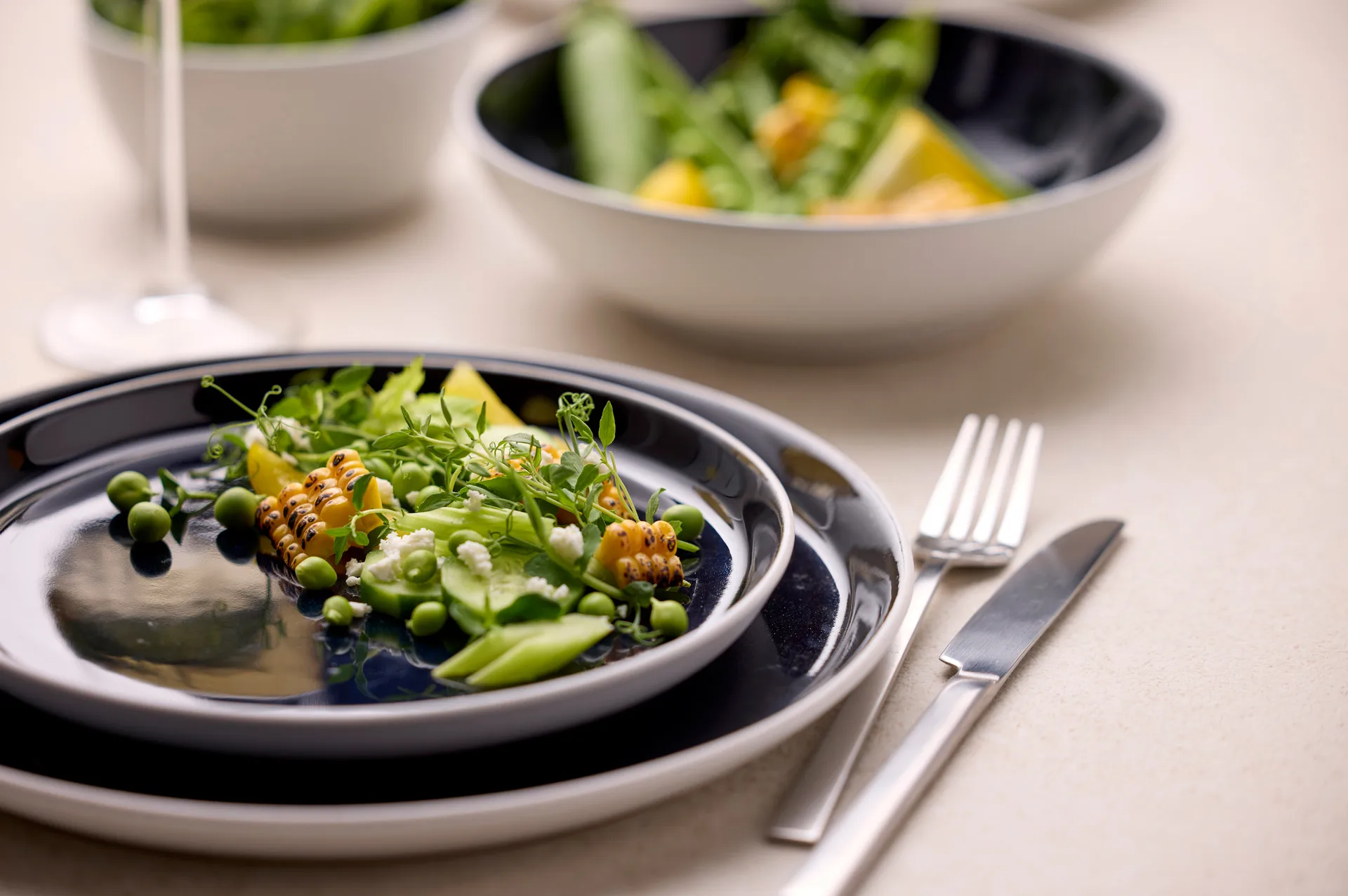 Bitz tallerken gastro Ø 21 cm, Hvit-mørkblå Bitz