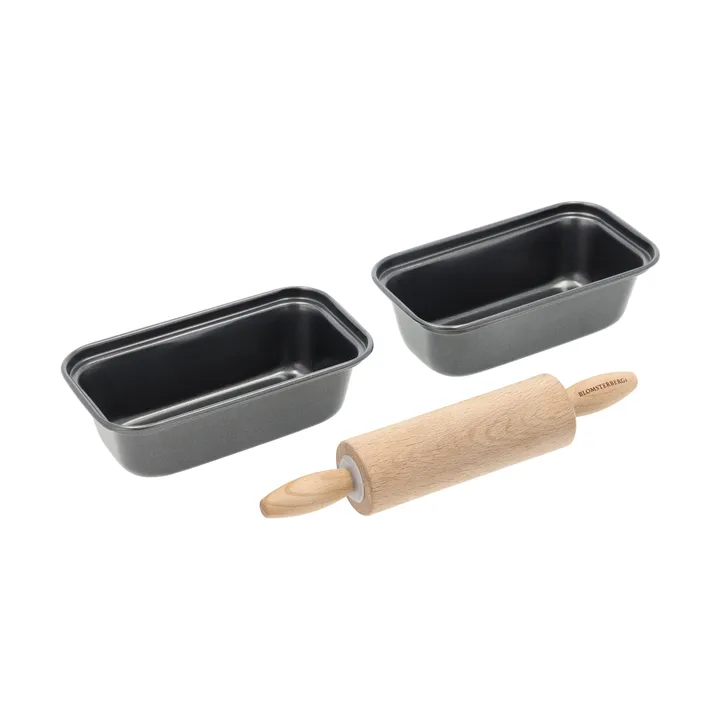 Blomsterberg minibrødsformsett med kjevle - 3 deler - Blomsterbergs