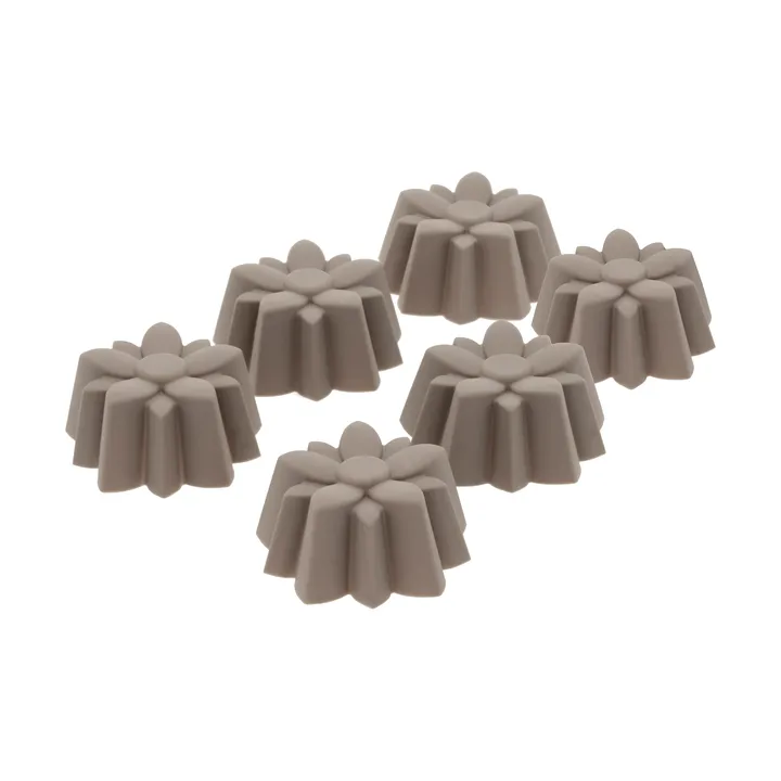 Muffinsform silikon 6 hull - Blomst, latte - Blomsterbergs