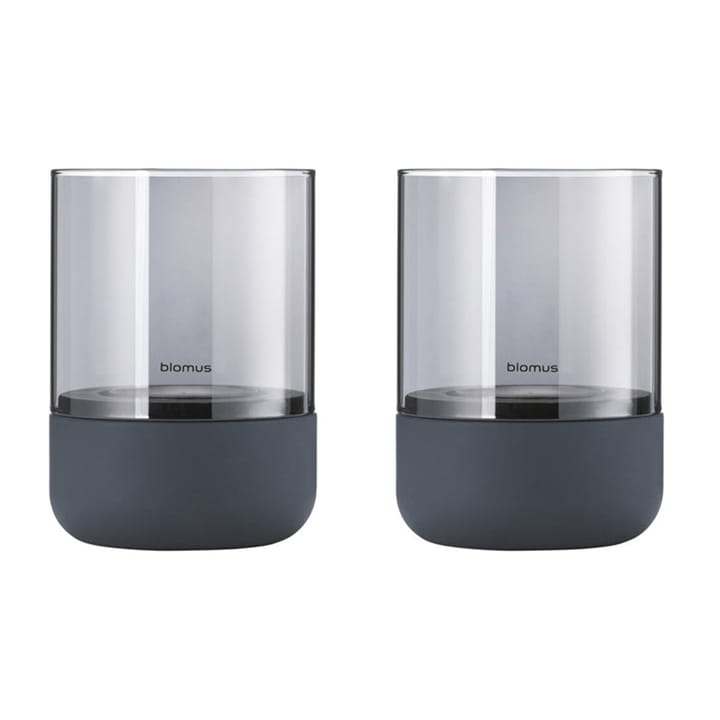 Calma Telysholder Ø 7 cm 2-pakning, Steel grey-smoke blomus