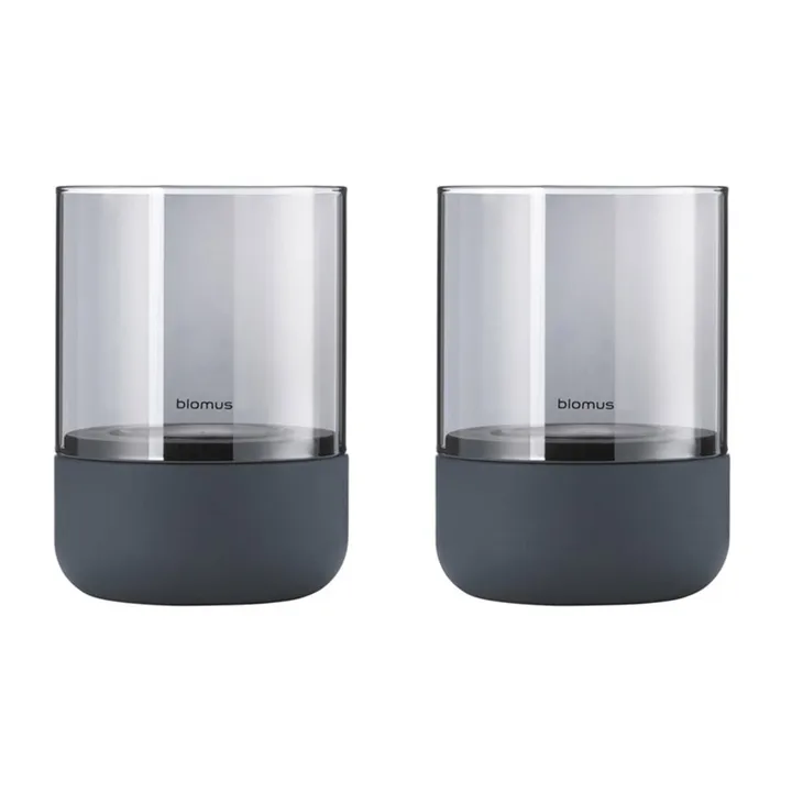 Calma Telysholder Ø 7 cm 2-pk - Steel grey-smoke - blomus