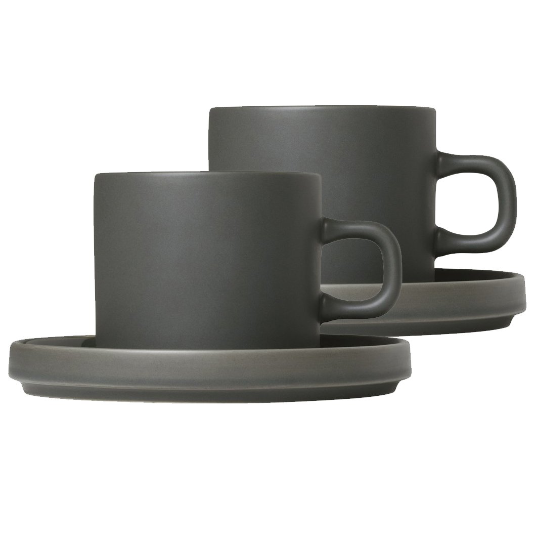 blomus Pilar kaffekopp med fat 2-stk. Agave green