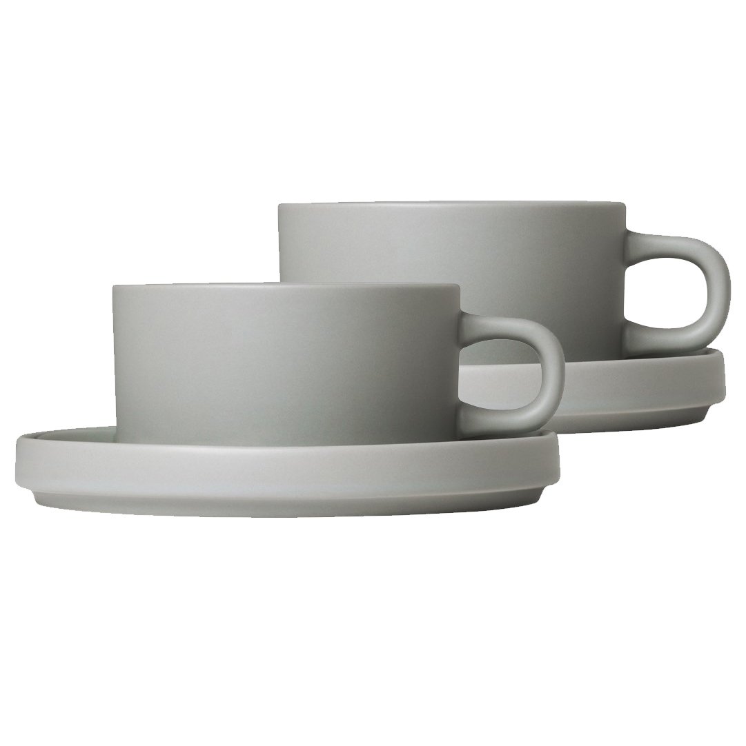 blomus Pilar tekopp med fat 2-stk. Mirage grey