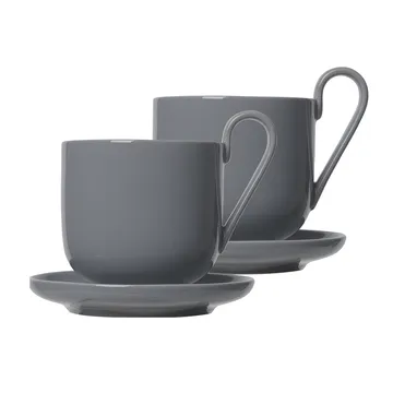 Ro kaffekopp med fat 2-pakning - Sharkskin - blomus