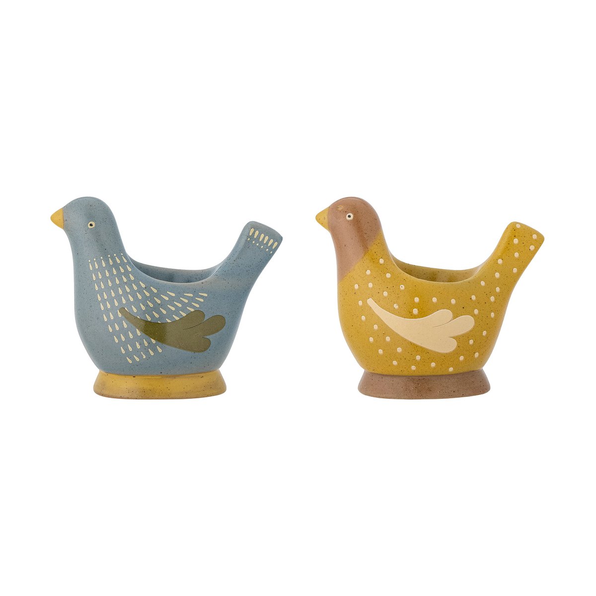 Bloomingville Birdy eggeglass 2-stk. Blue-yellow