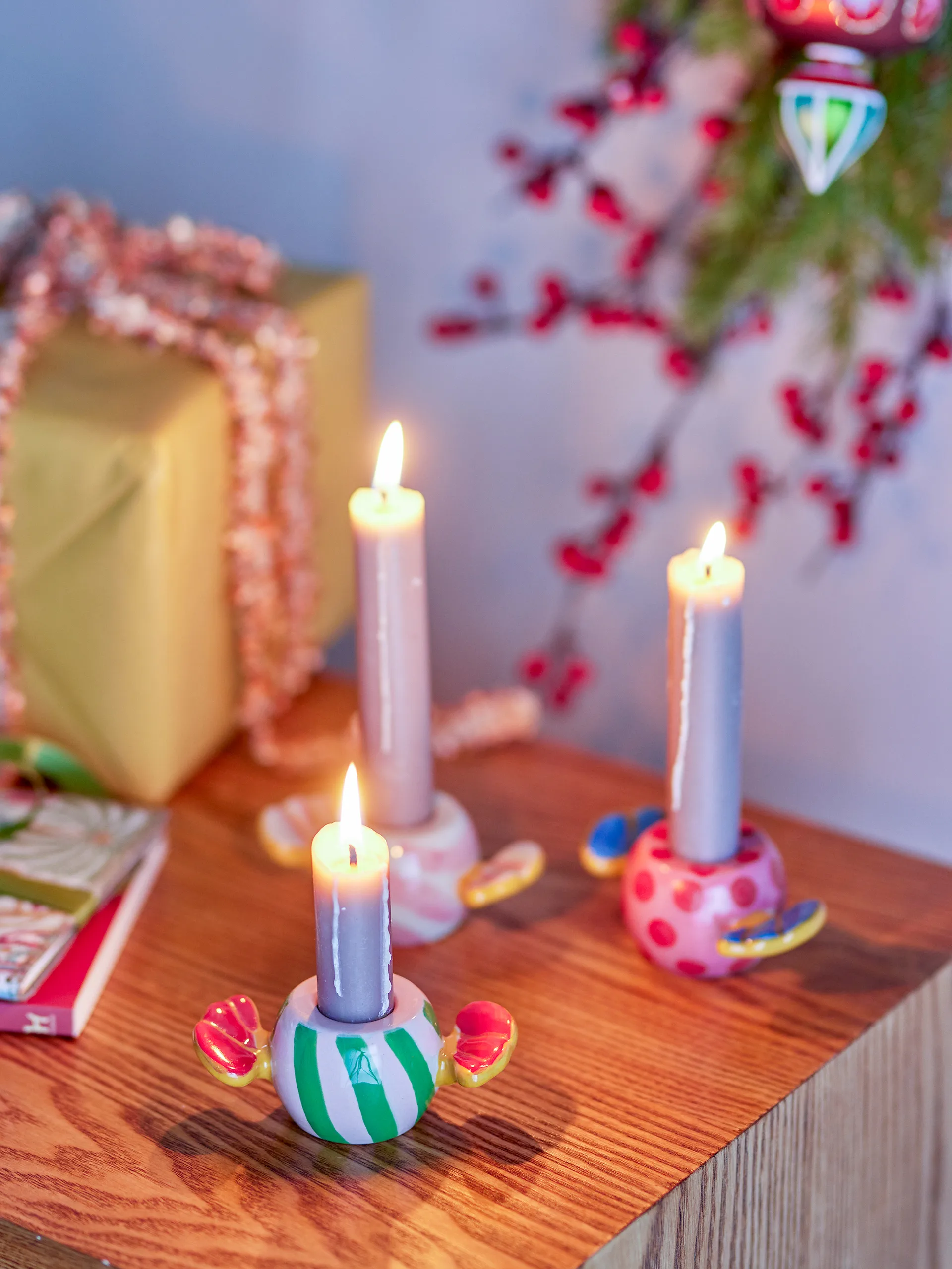 Caramella lysestaker 3 deler, Rosa Bloomingville