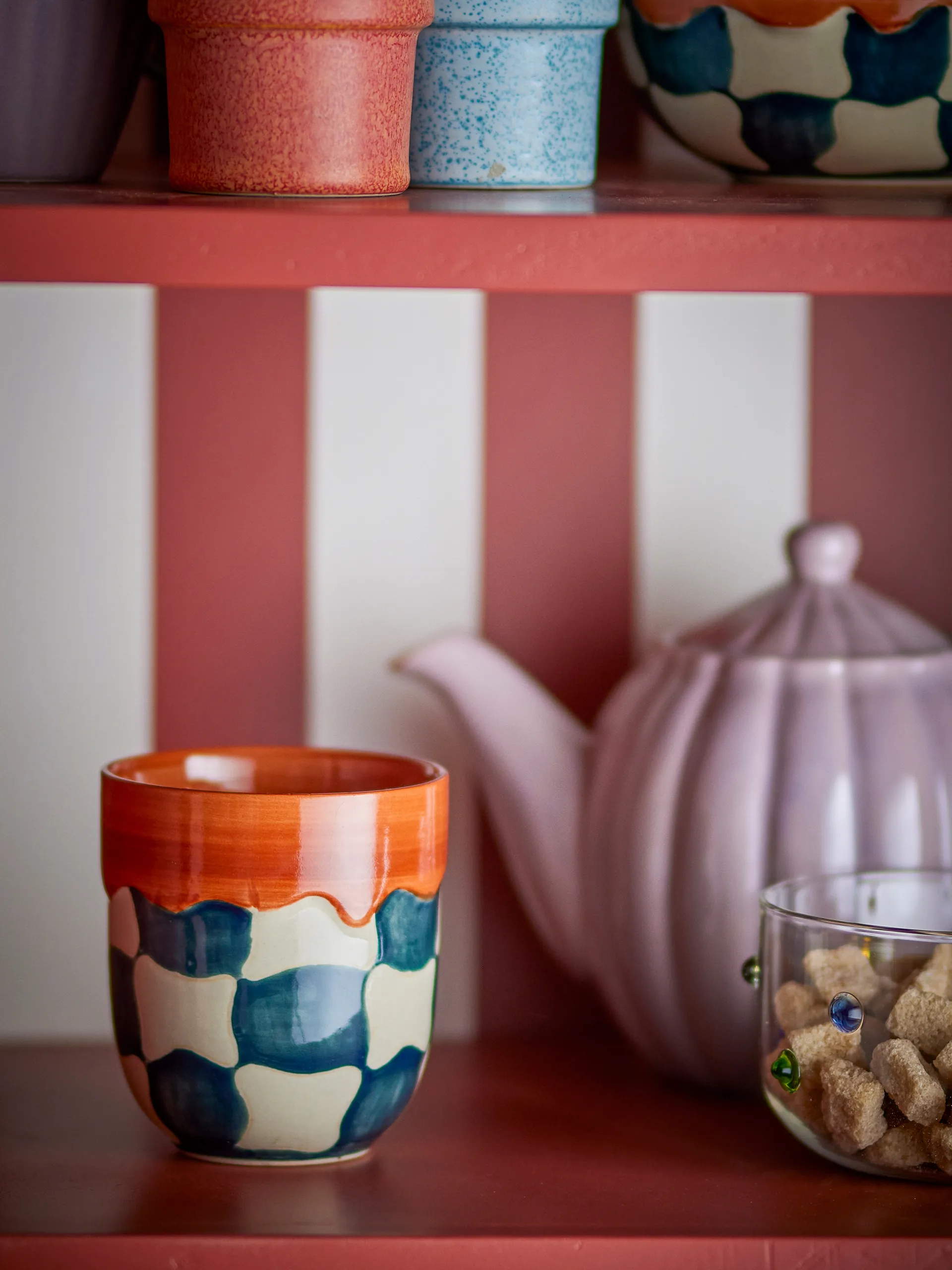 Check kopp 4-pakning, Blå Bloomingville