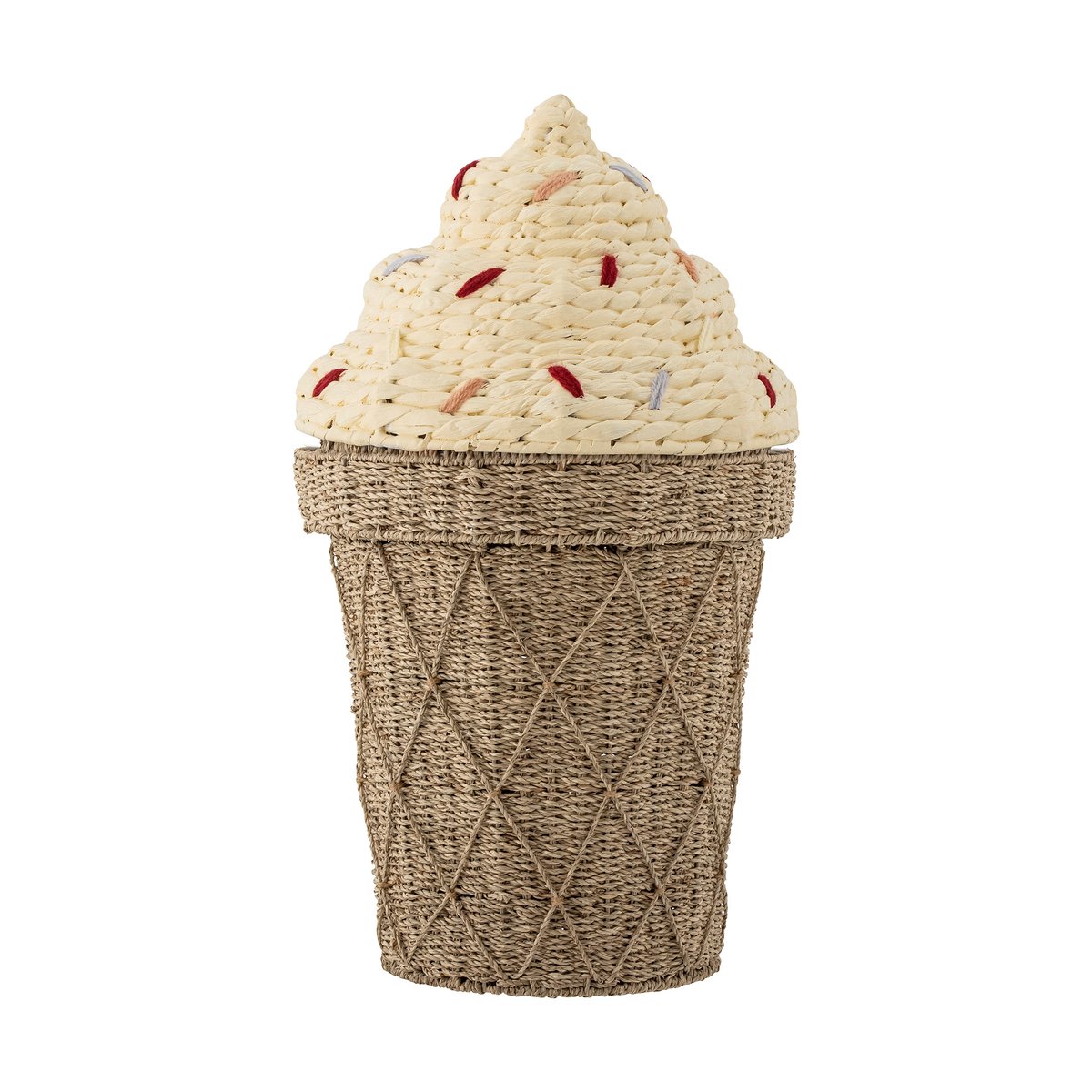 Bloomingville Cillie oppbevaringskurv med lokk Ø40 cm Nature ice cream