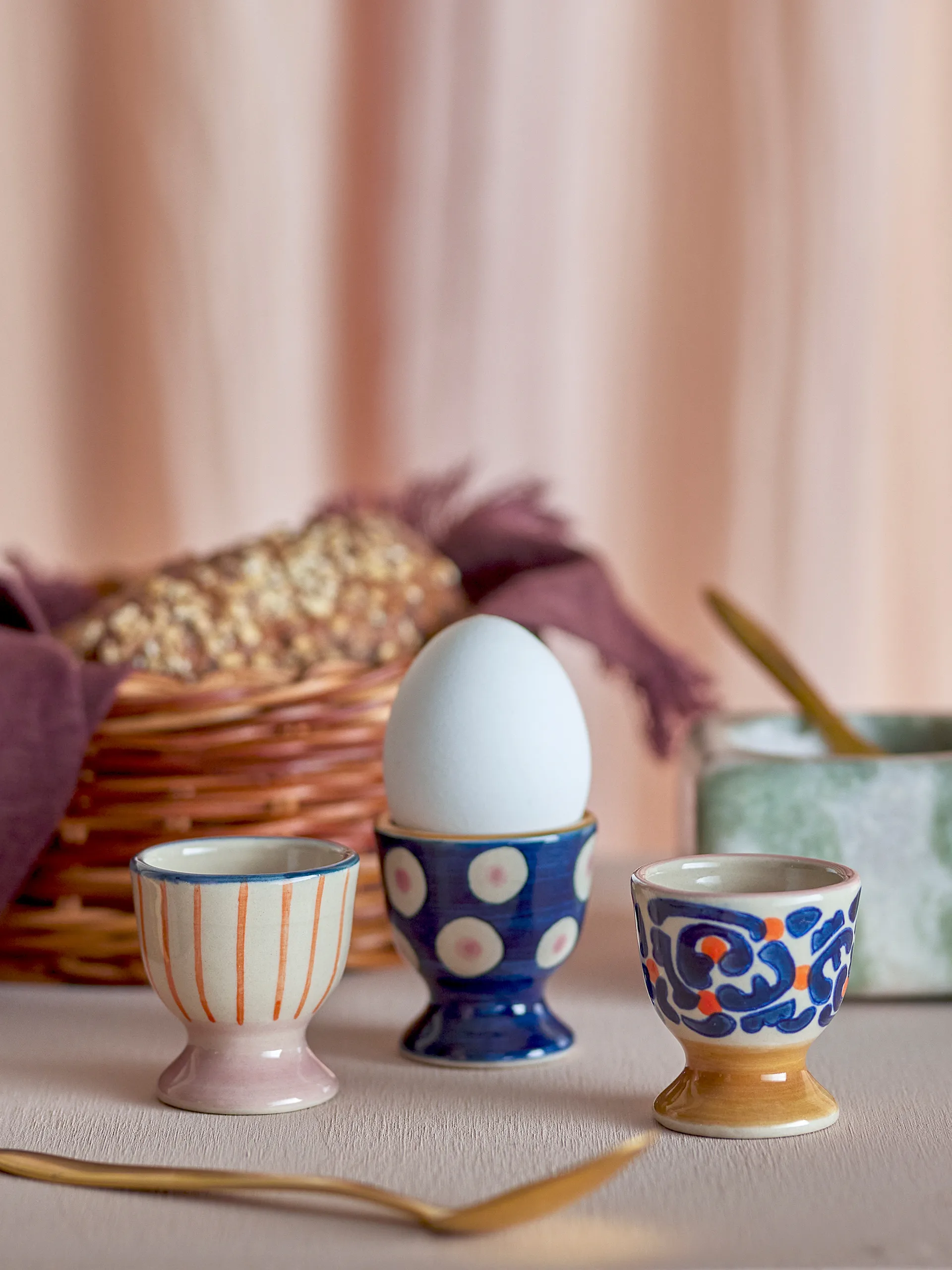 Eviaya eggekopper 3 deler, Blå-multi Bloomingville