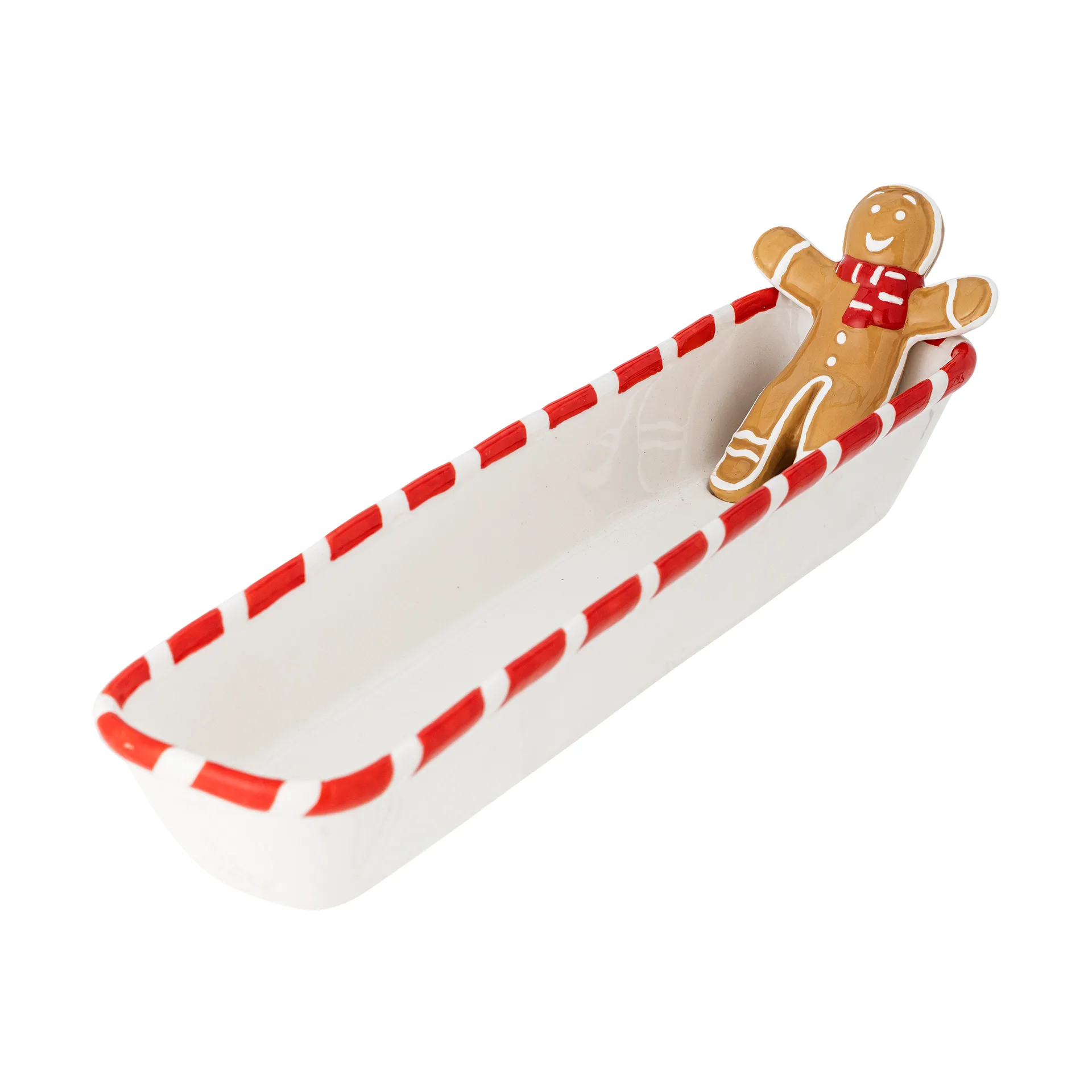 Ginnie serveringsskål 36,5x12,5 cm, Hvit-brun Bloomingville