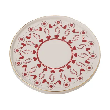 Jolly kakefat stengods Ø 26 cm - Hvit-rød - Bloomingville