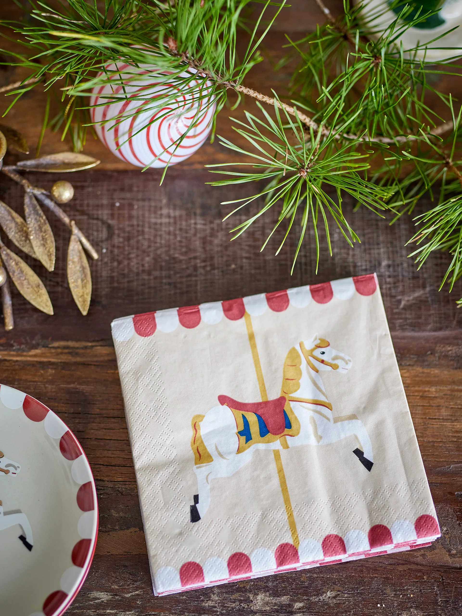 Merry-go-round serviett 33x33 cm 20-pakning, Natur Bloomingville