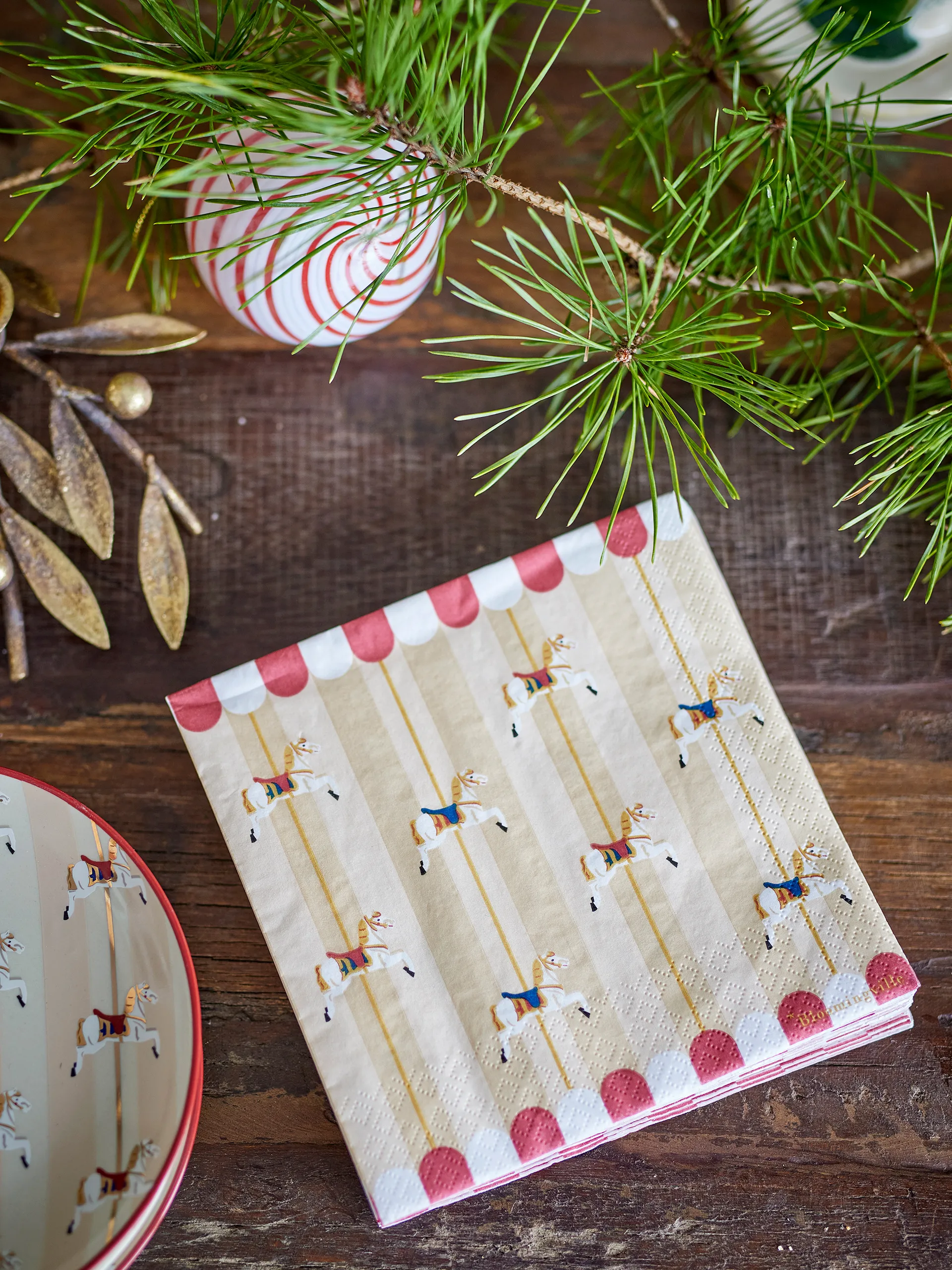 Merry-go-round serviett 33x33 cm 20-pakning, Natur Bloomingville