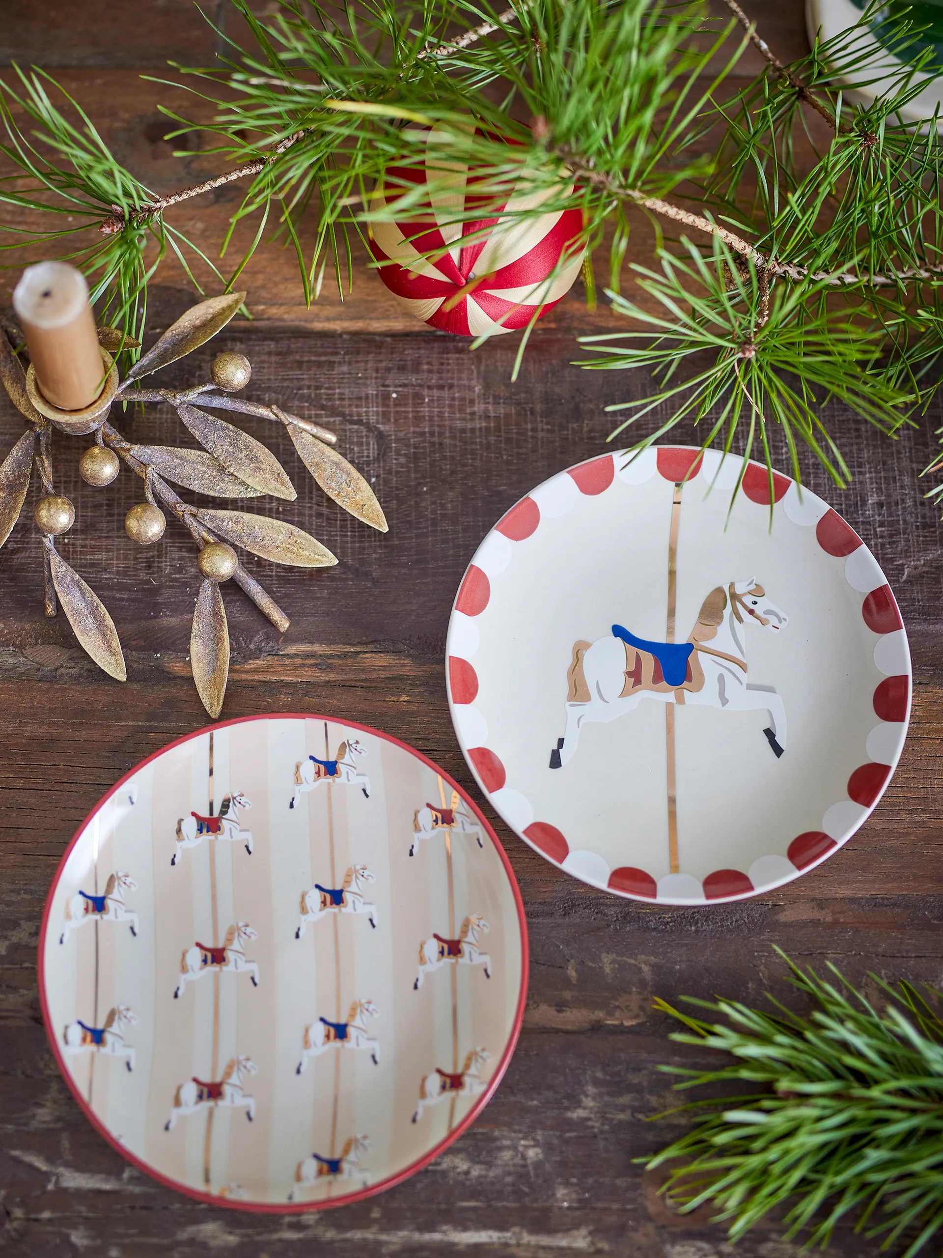 Merry-go-round tallerken Ø16 cm 2 deler, Beige-rød Bloomingville