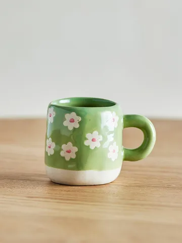 Millie kopp 11 cl - Grønn, blomster - Bloomingville
