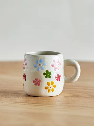 Millie kopp 11 cl - Hvit, blomster - Bloomingville