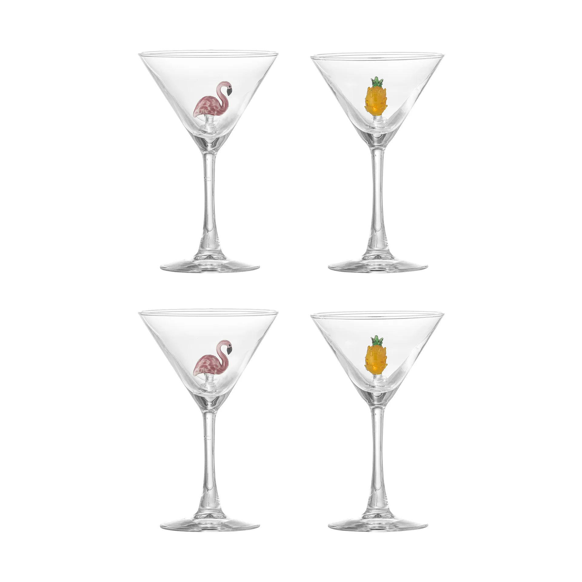 Misa cocktailglass 17 cl 4 deler, Clear-flamingo, clear-pineapple Bloomingville