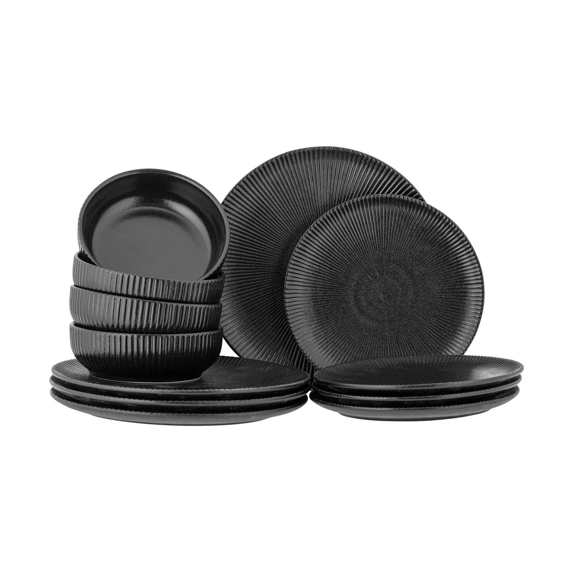 Neri servisset 12 deler, Svart Bloomingville