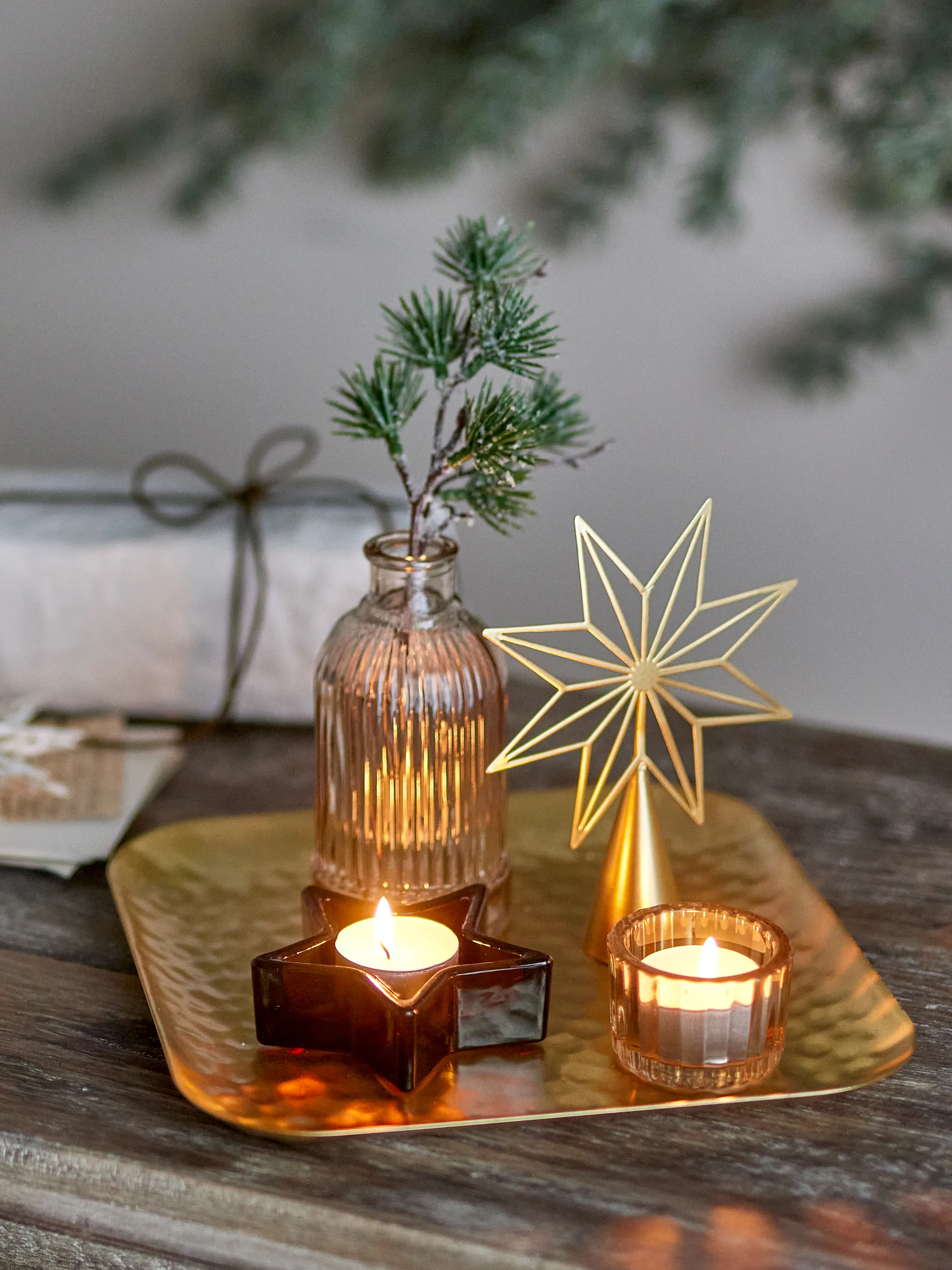 Sanga brett med dekorasjonsobjekt 6 deler, Gull Bloomingville