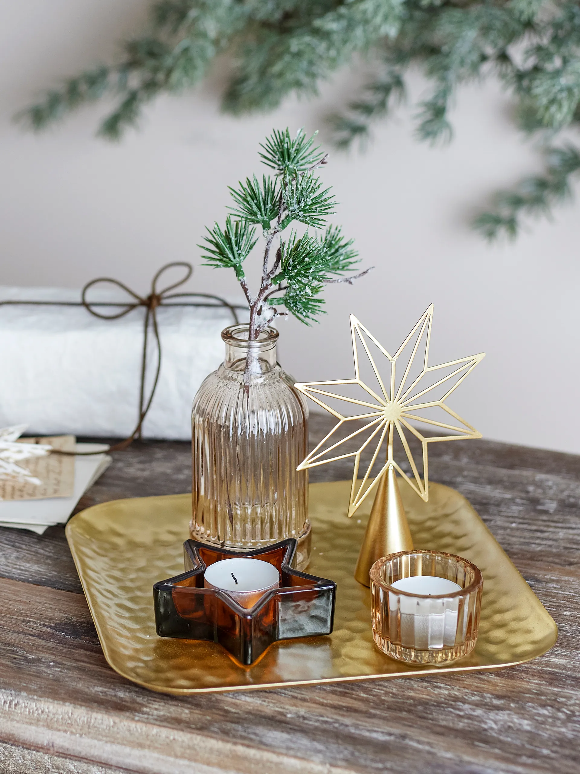 Sanga brett med dekorasjonsobjekt 6 deler, Gull Bloomingville