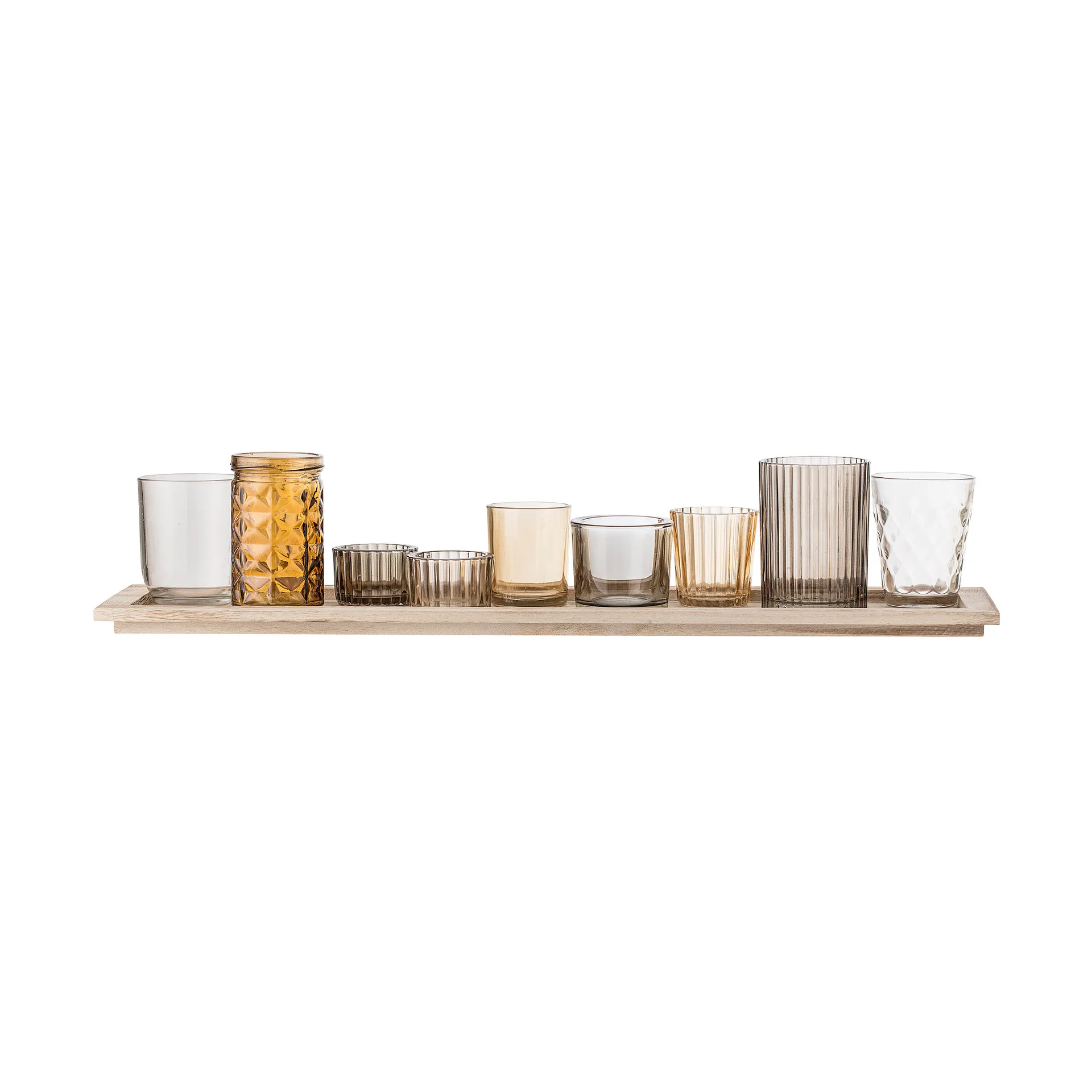 Sanga brett med lyslykter, 10 deler, Brun Bloomingville