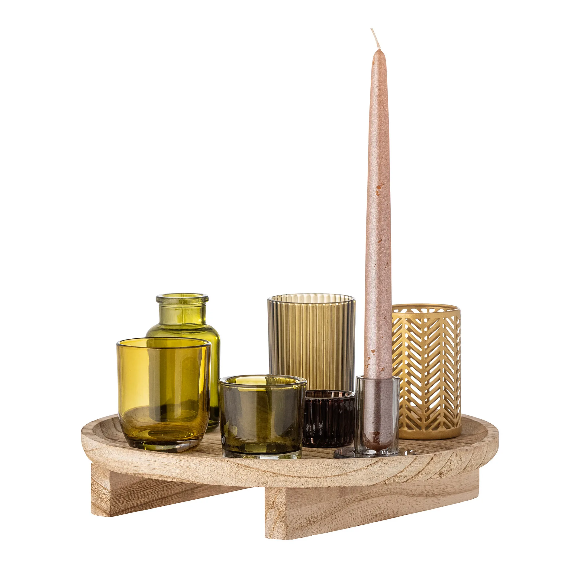 Sanga brett med telysholdere 8 deler, Natur-multi Bloomingville