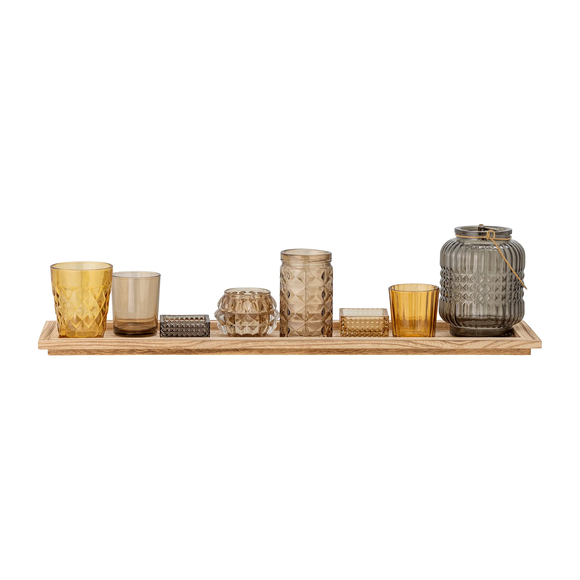 Sanga brett med telysholdere 9 deler, Brown Bloomingville