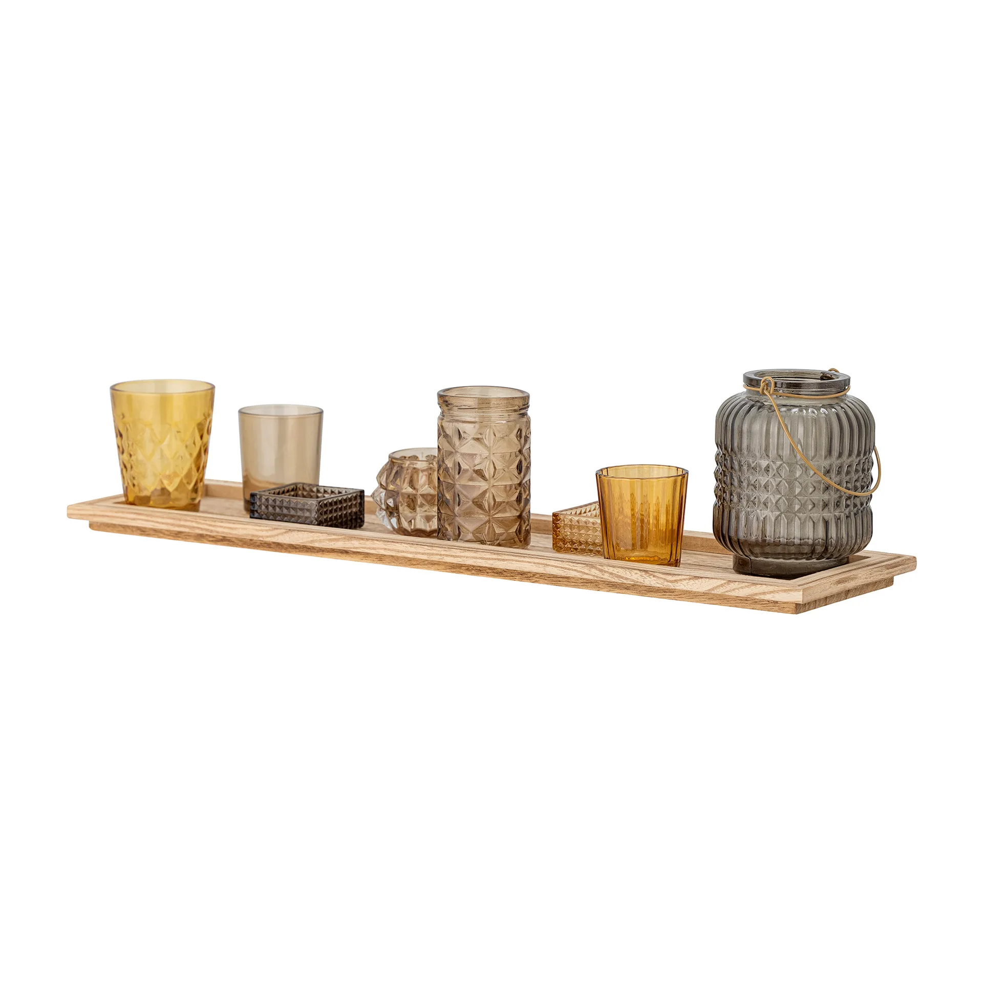 Sanga brett med telysholdere 9 deler, Brown Bloomingville
