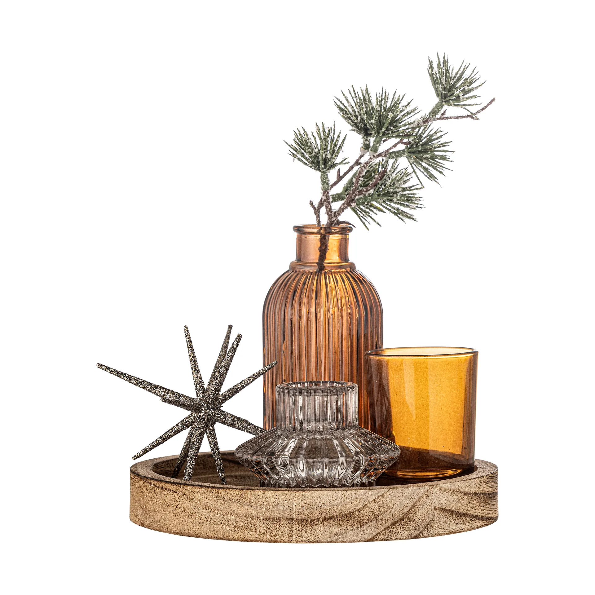 Sanga rund serveringsbrett med dekorasjonsobjekter, 6 deler, Gull Bloomingville