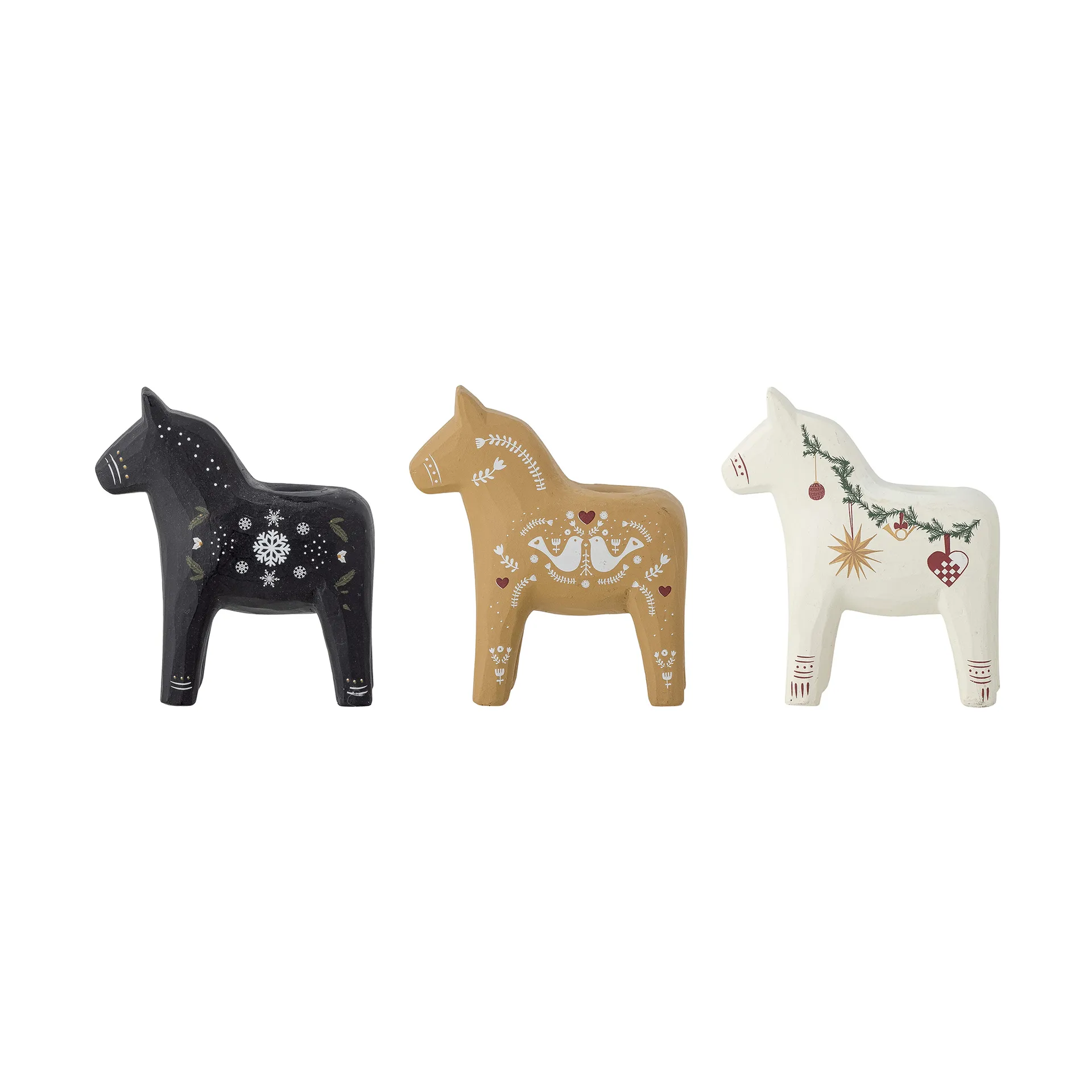 Bloomingville Siffer lysestake Svart-brun-hvit, 3 deler, 10 cm
