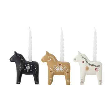 Siffer lysestake - Svart-brun-hvit, 3 deler, 10 cm - Bloomingville