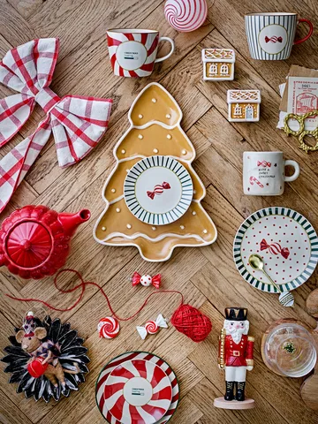 Yule tallerken Ø16 cm - Natur-rød - Bloomingville