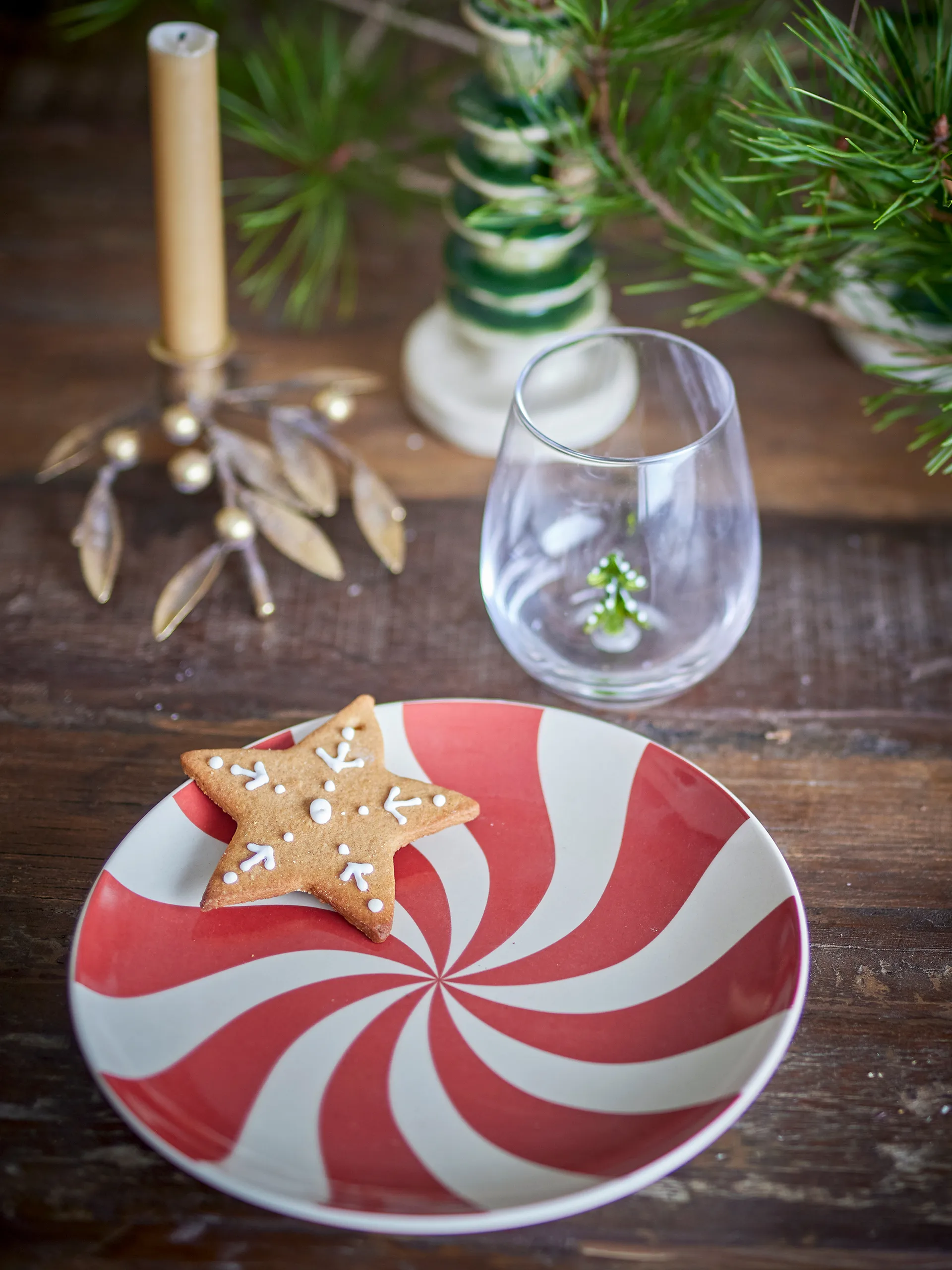 Yule tallerken Ø23 cm, Natur-rød Bloomingville