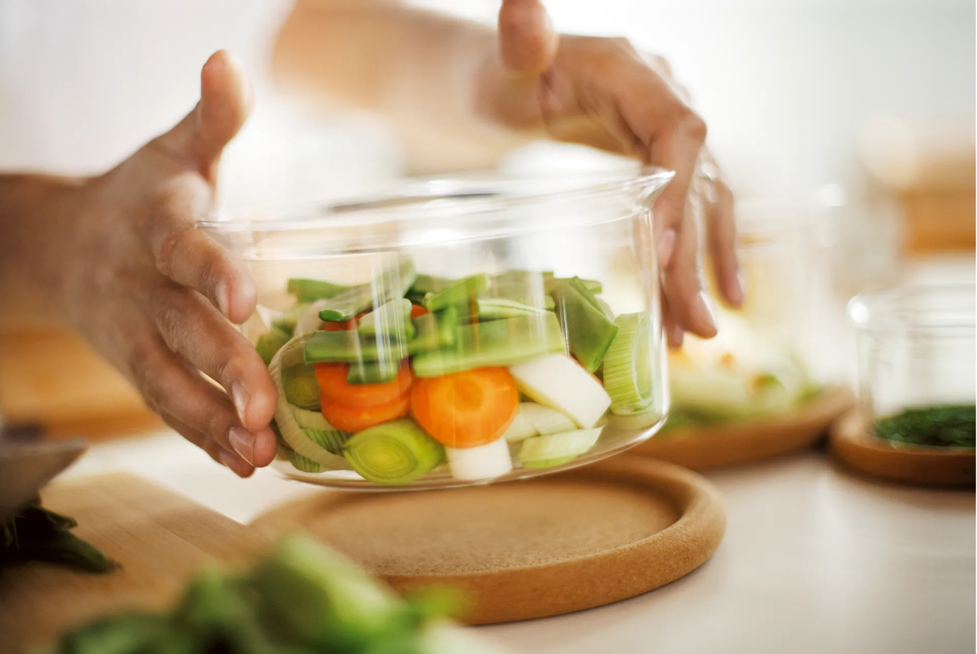 Hot Pot skålsett med korklokk 3-pakning, Glass Bodum