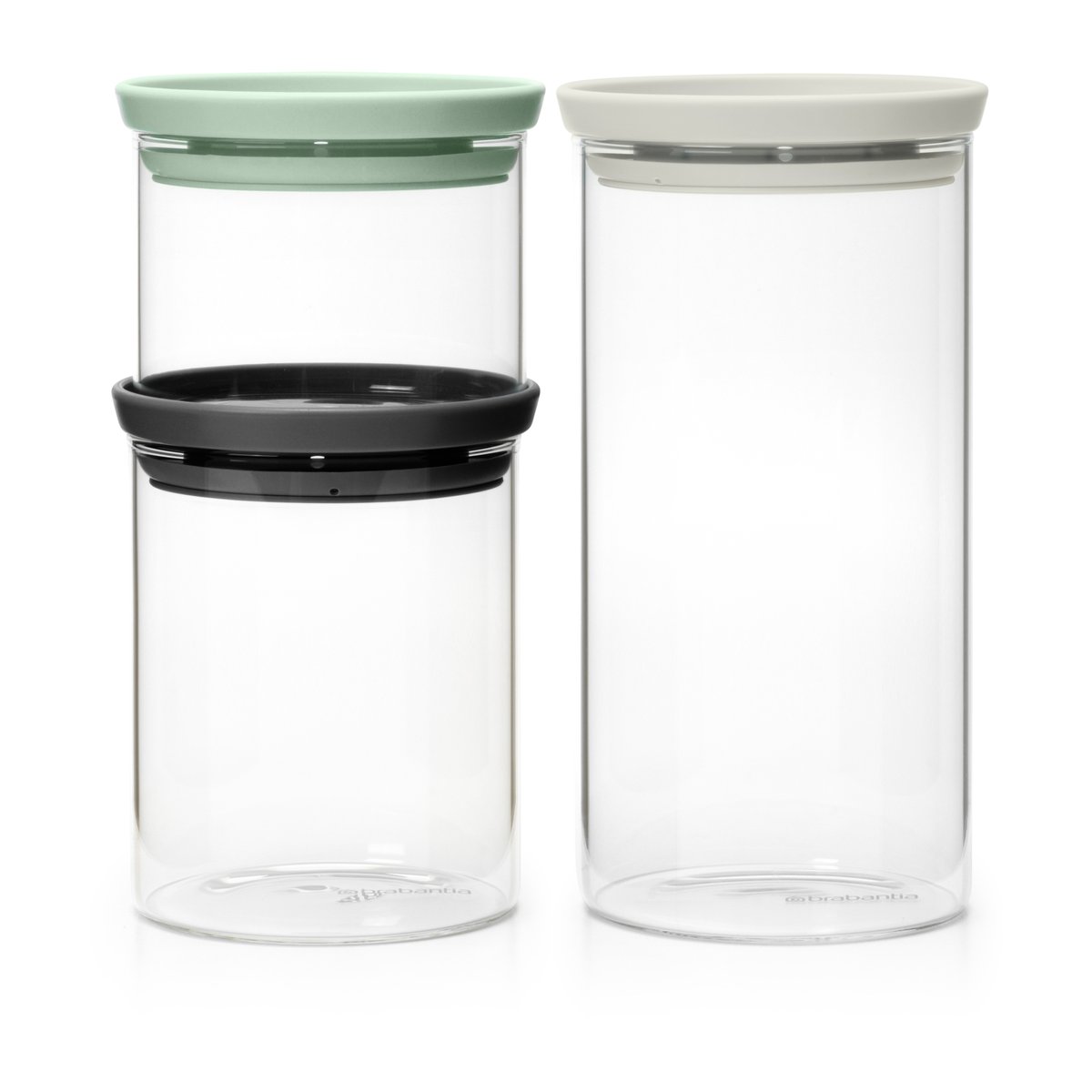 Brabantia Brabantia glassboks 3-pakn. Svart-grå-grønn
