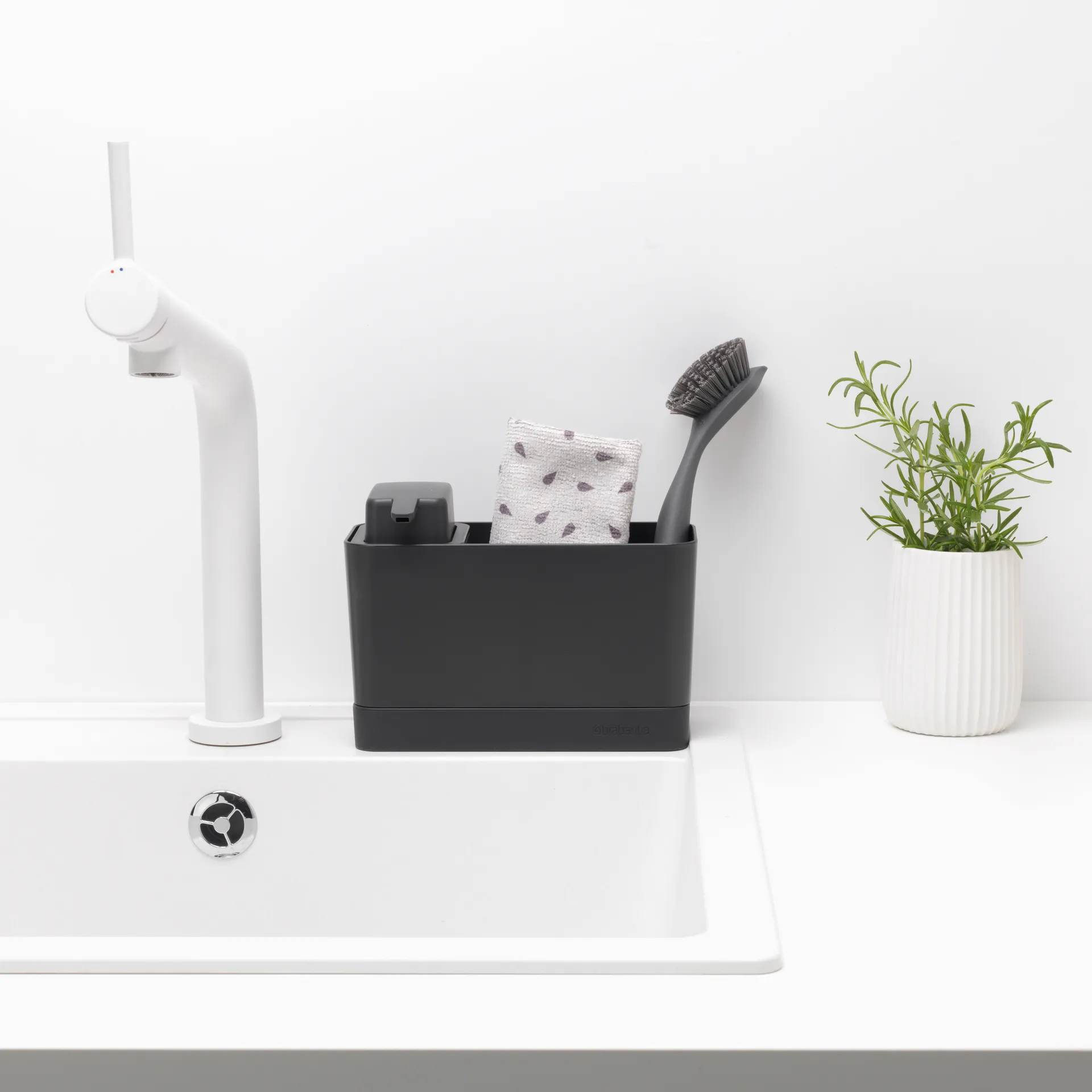 Brabantia oppvaskorganiserer med såpepumpe, Mørkegrå Brabantia