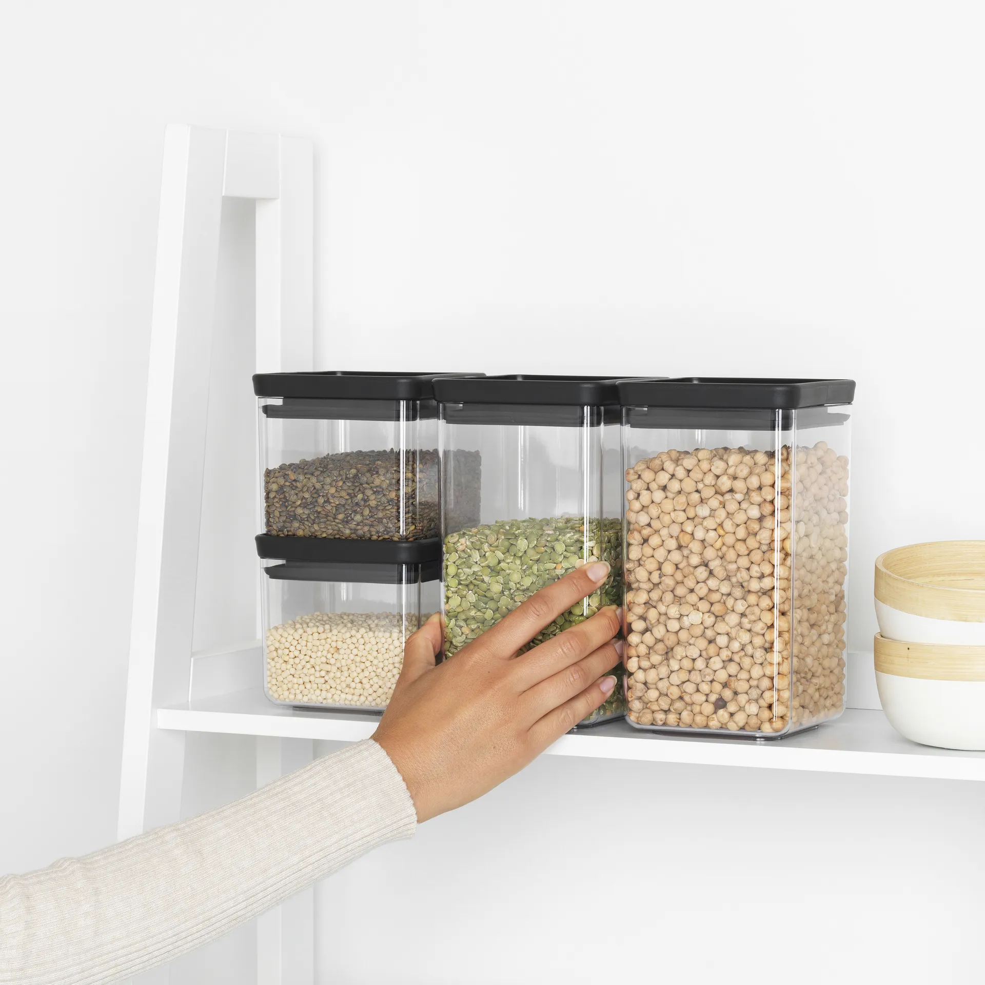 TASTY+ firkantet oppbevaringsboks sett, Mørkegrå Brabantia