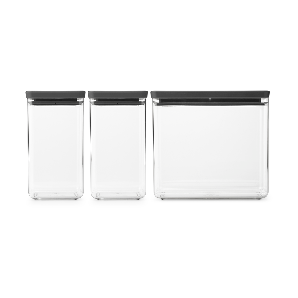 Brabantia TASTY+ stabelbar boks 3 deler 2x1,6 L+3,5L Mørkegrå