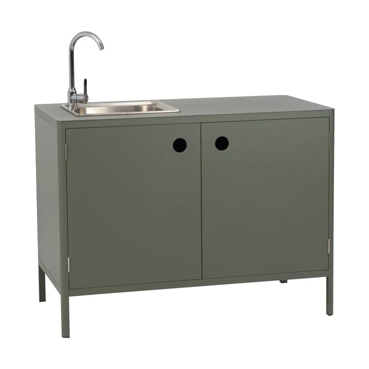 Kelia utekjøkken benkeskap med vask - Nordic green, 121x90x64 - Brafab