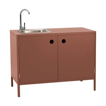 Kelia utekjøkken benkeskap med vask - Zin red, 121x90x64 - Brafab