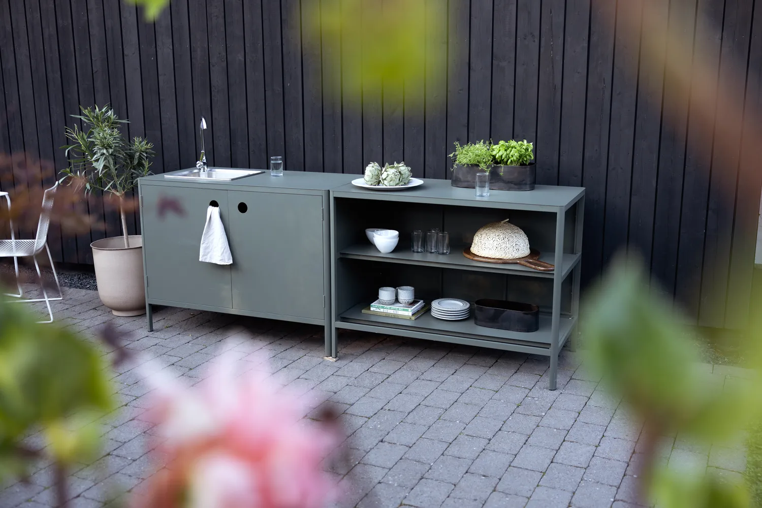 Kelia utekjøkken benkeskap, Nordic green, 121x91x64 cm Brafab