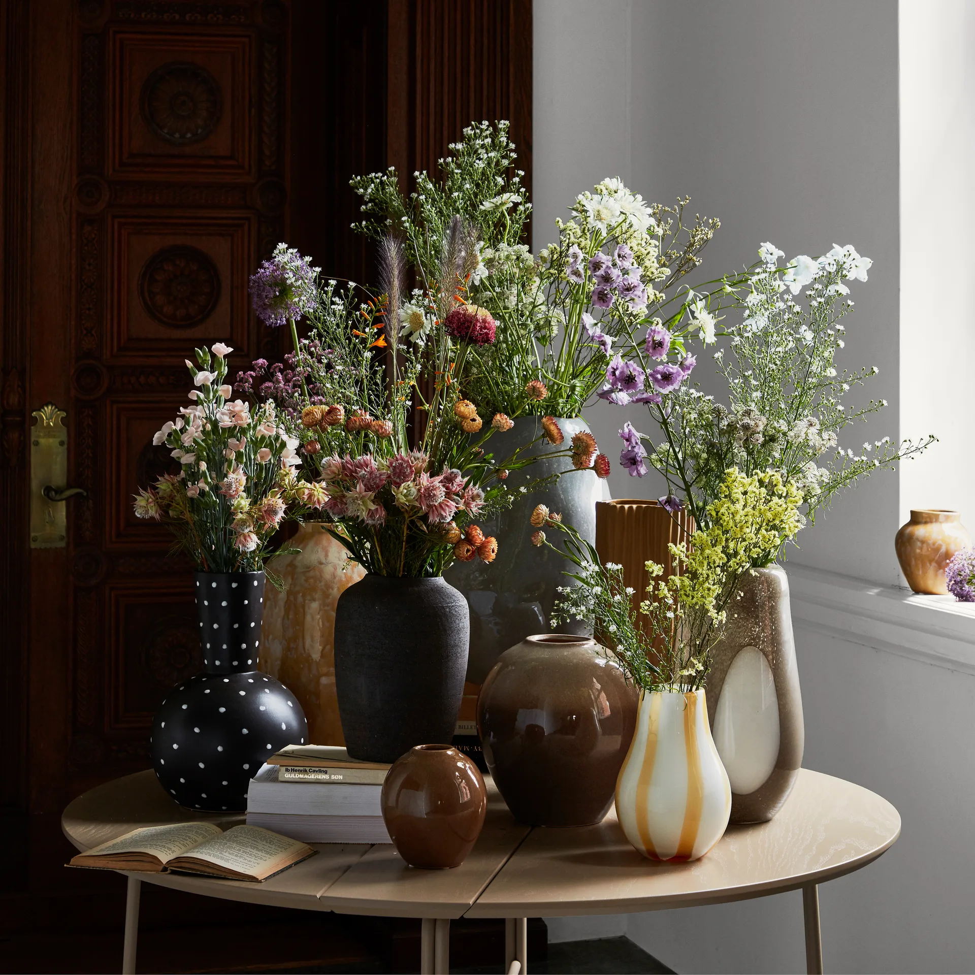 Ada Dot glassvase 37 cm, Simply taupe warm grey Broste Copenhagen
