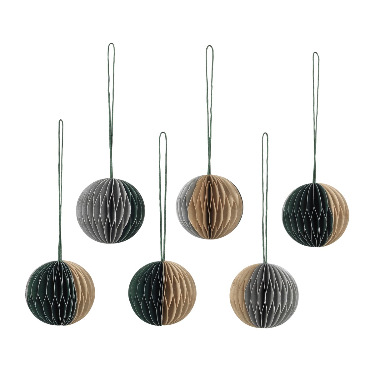 Broste Copenhagen Ball julekule honeycomb Ø 5 cm 6 deler Multi/green