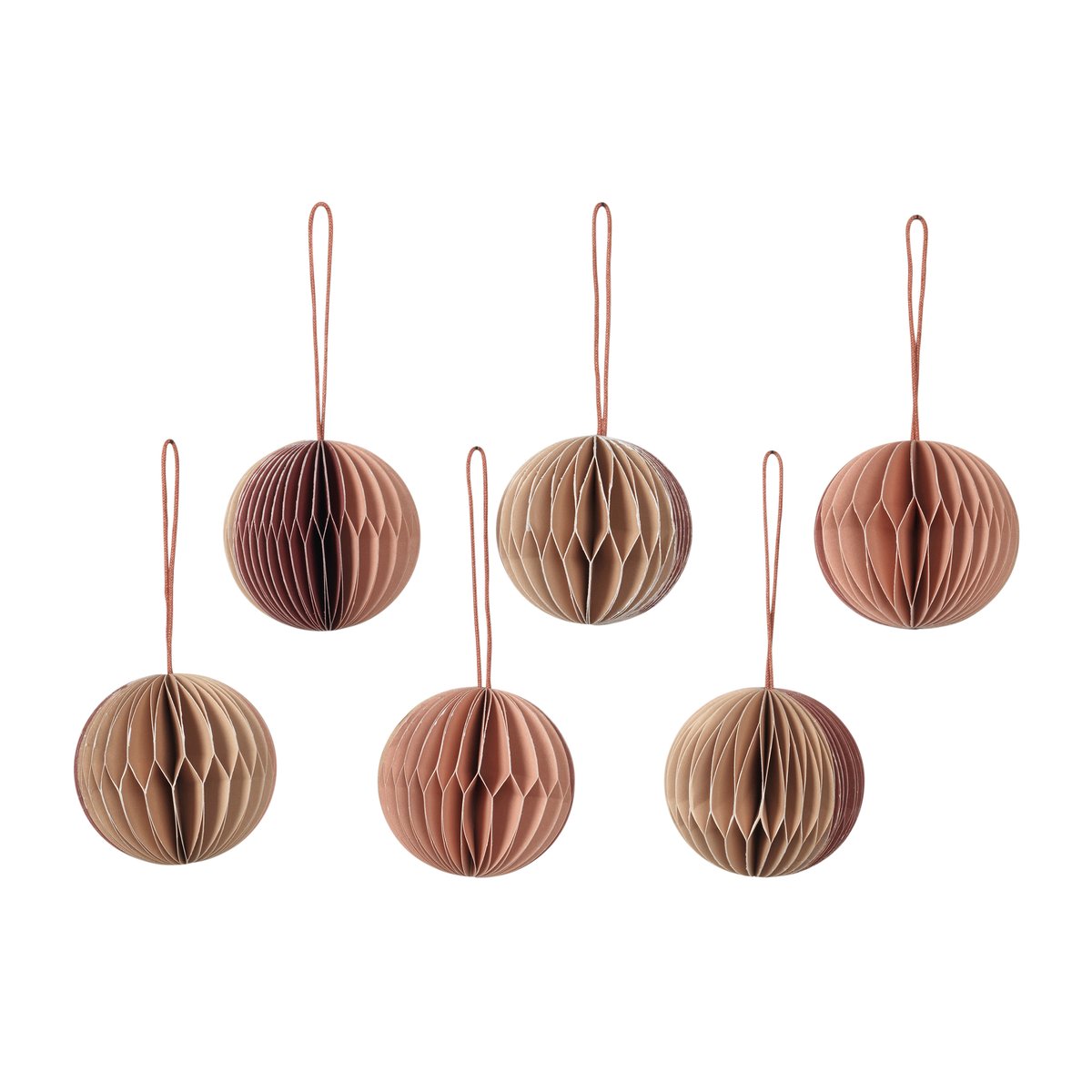 Broste Copenhagen Ball julekule honeycomb Ø 5 cm 6 deler Multi/pink